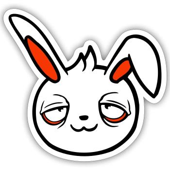 Bunny Tired Confused Relaxed Red Dark Circles Chill - Sticker size S (10 x 10 cm) - white matte - Front