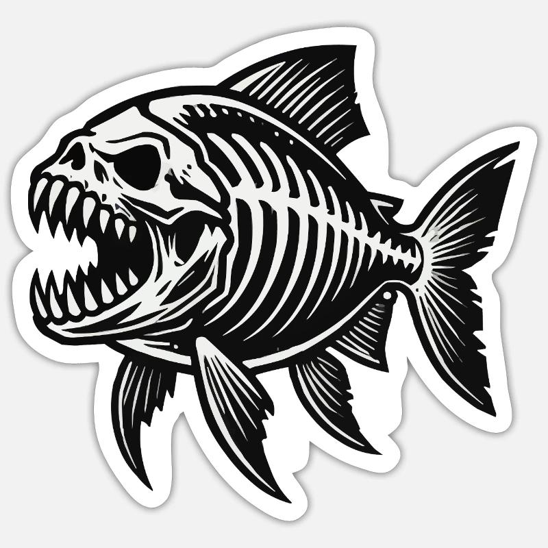 Skeleton Piranha - Sticker size S (10 x 10 cm) - white matte