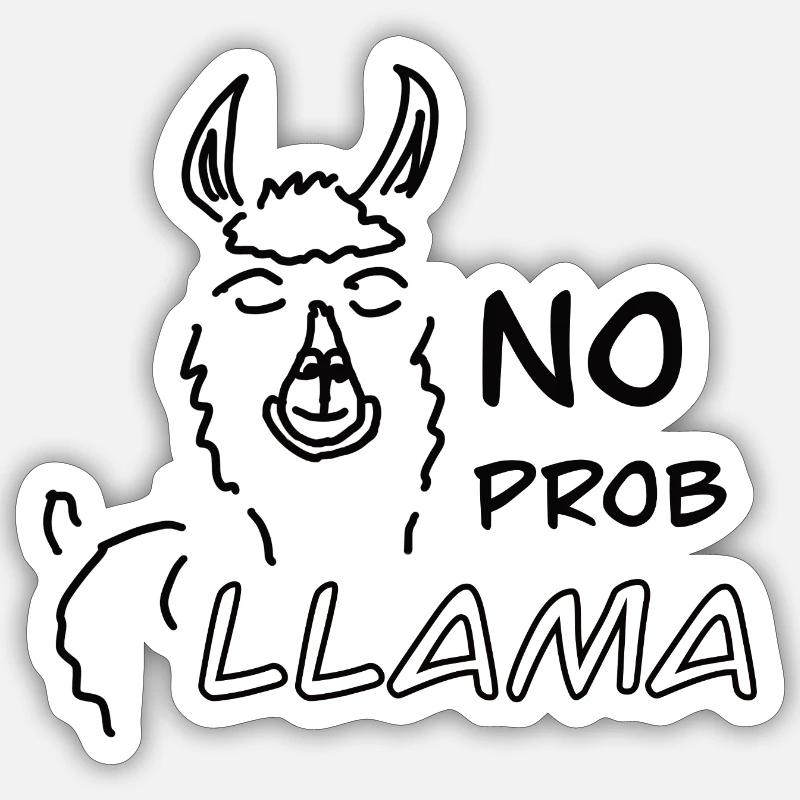 No Prob LLAMA - Sticker Größe S (10 x 10 cm) - Mattweiß
