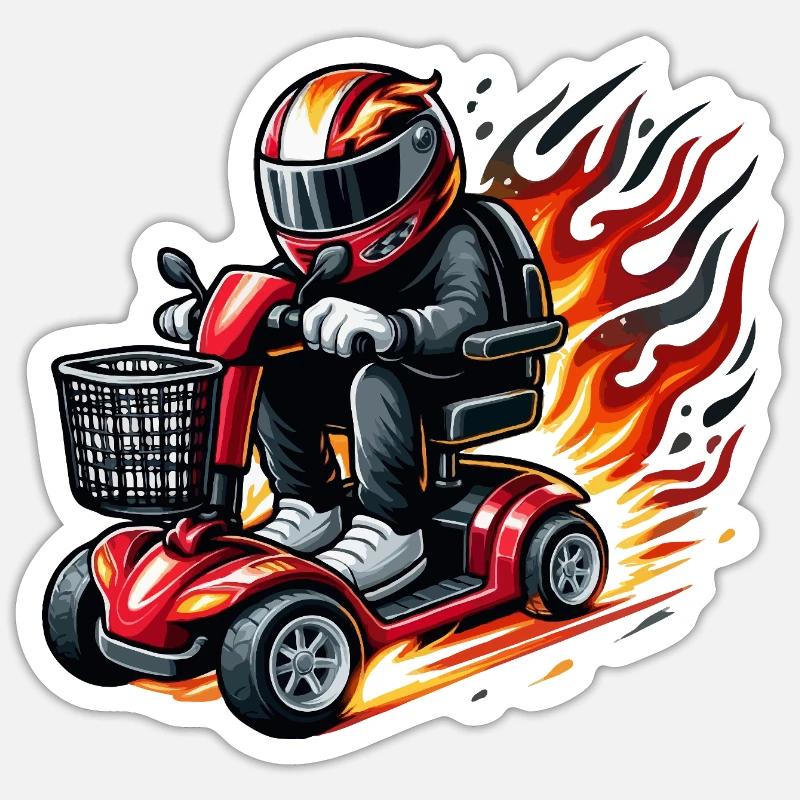 Race mobility scooter - Sticker size S (10 x 10 cm) - white matte