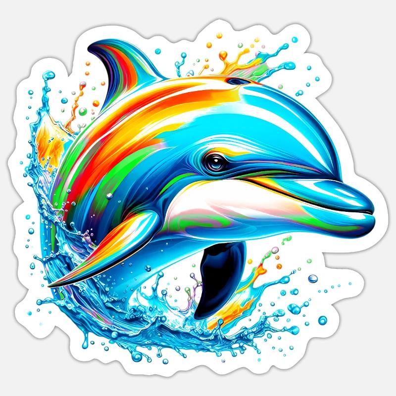 Delfin - Sticker Größe S (10 x 10 cm) - Mattweiß