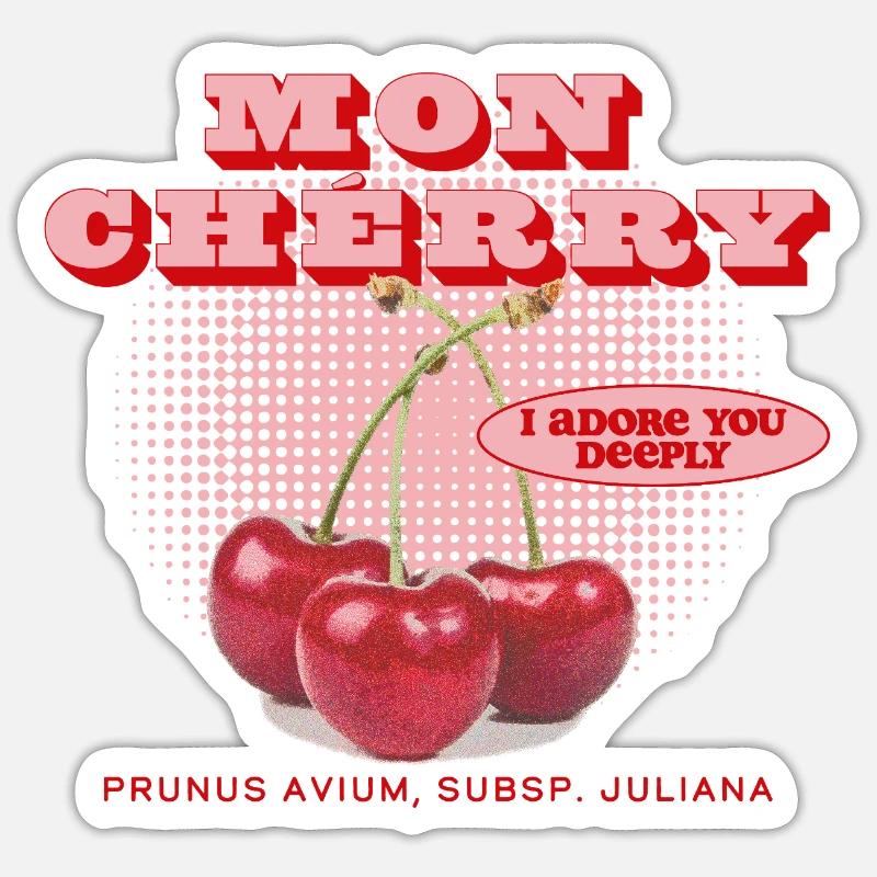 Mon Cherry Love - Sticker taille S (10 x 10 cm) - blanc mat