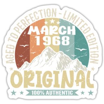 57th birthday anniversary march 1968, march 1968 - Sticker size S (10 x 10 cm) - white matte - Front