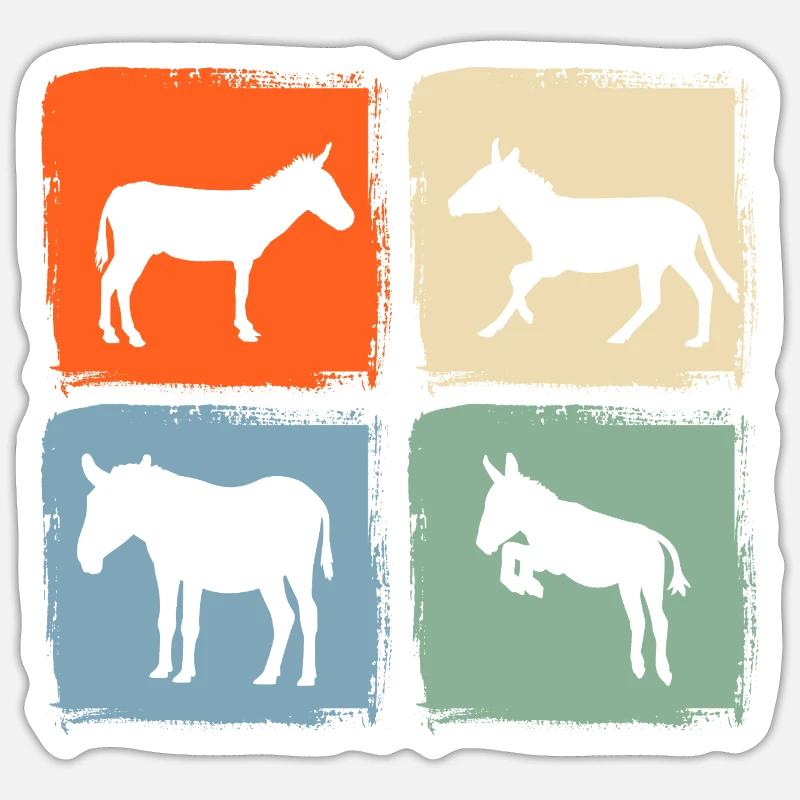 Âne - Sticker taille S (10 x 10 cm) - blanc mat