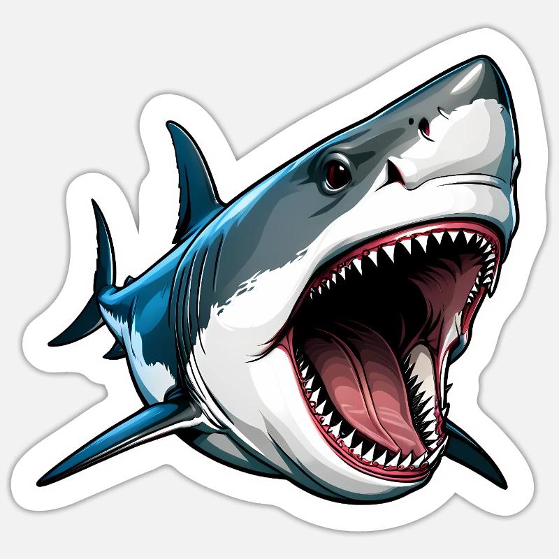 Big White Shark Attack - Sticker size S (10 x 10 cm) - white matte