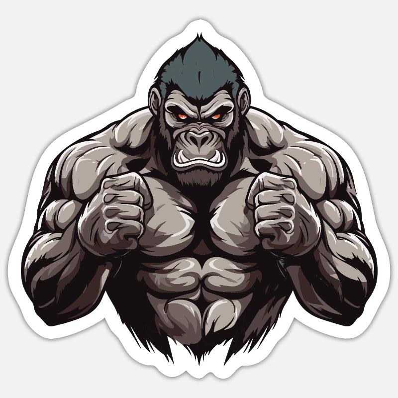 Muscles de gorille - Sticker taille S (10 x 10 cm) - blanc mat