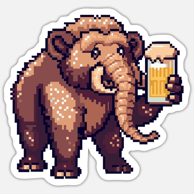 Mammut Pixel Beer - Sticker size S (10 x 10 cm) - white matte