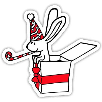 Lapin Anniversaire Années Vieux Cadeau Serviette Chapeau de fête - Sticker taille S (10 x 10 cm) - blanc mat - Devant