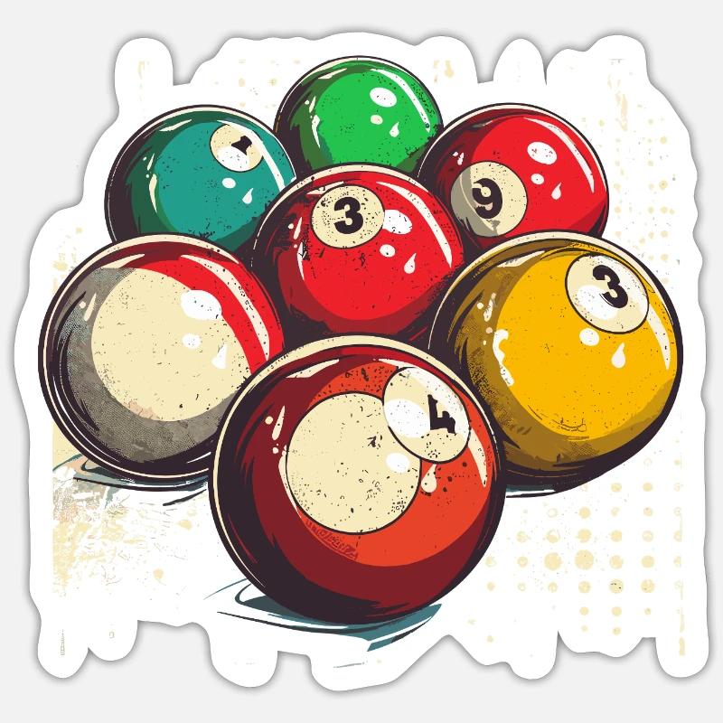 Boules de billard graphiques - Sticker taille S (10 x 10 cm) - blanc mat