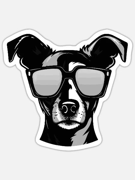 Jack Russel Terrier Hund Porträt Cool - Sticker Größe S (10 x 10 cm) - Mattweiß