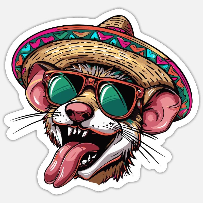 Mouse Comic Funny Sombrero - Sticker size S (10 x 10 cm) - white matte