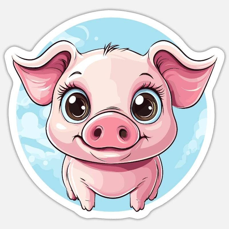 Fröhliches Schweinchen - Sticker Größe S (10 x 10 cm) - Mattweiß