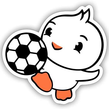 Ente spielt Fußball Ball Tor schießen kicken Spaß - Sticker Größe S (10 x 10 cm) - Mattweiß - Vorne