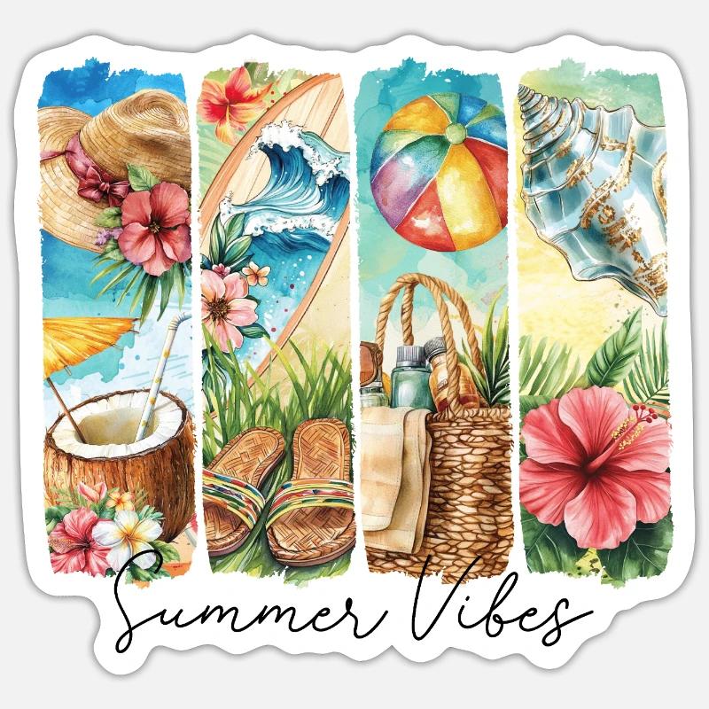 Summer Vibes - Sticker Größe S (10 x 10 cm) - Mattweiß