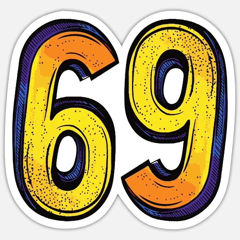 69 Number Comic - Sticker size S (10 x 10 cm) - white matte
