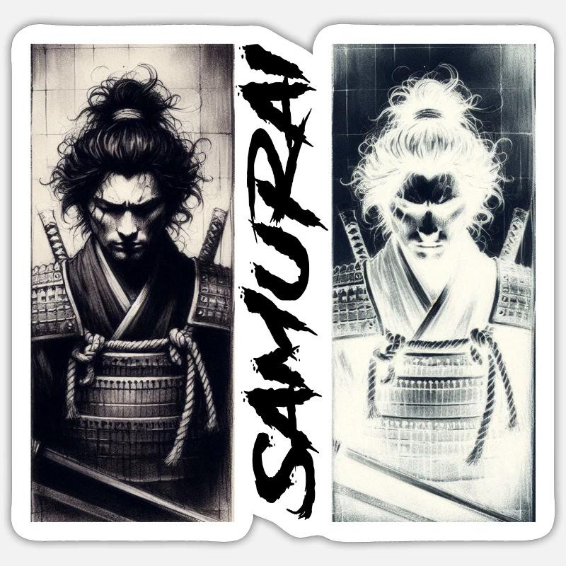 Samurai - Sticker Größe S (10 x 10 cm) - Mattweiß