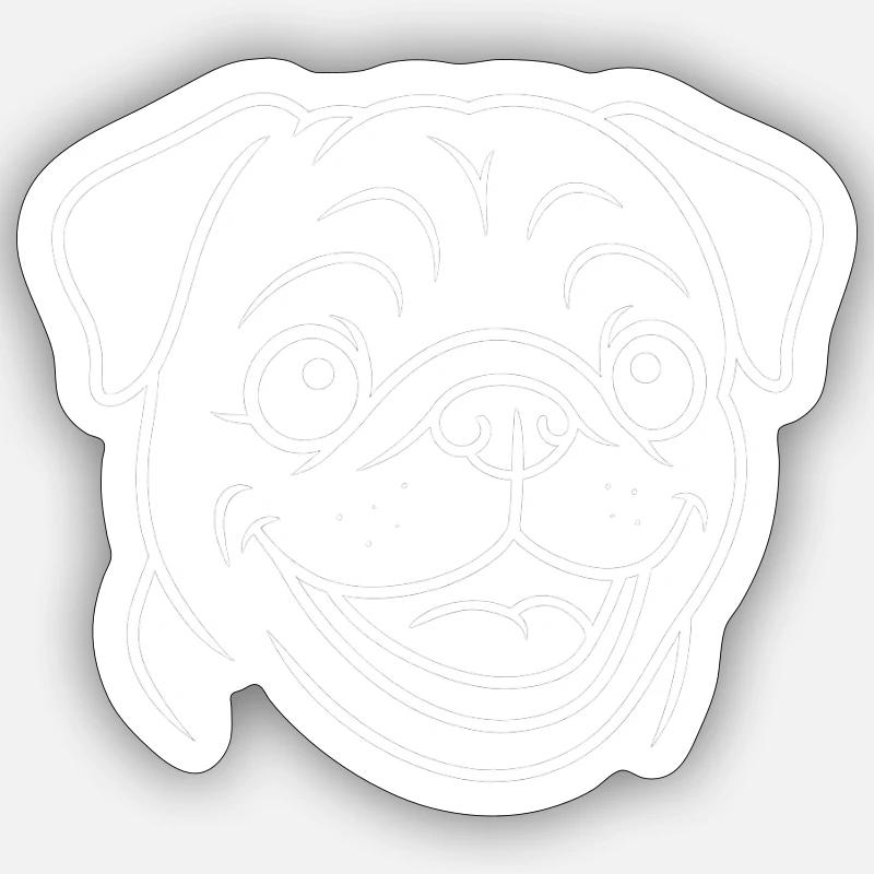 TinyPaws Black & White Edition Mops Style b Sticker Größe S (10 x 10 cm)