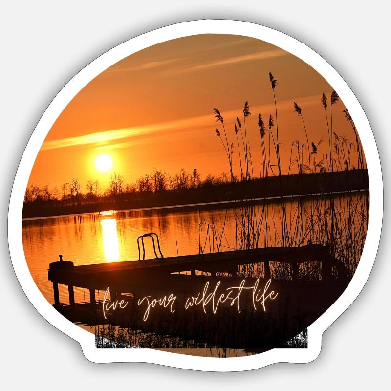 Coucher de soleil - Sticker taille S (10 x 10 cm) - blanc mat