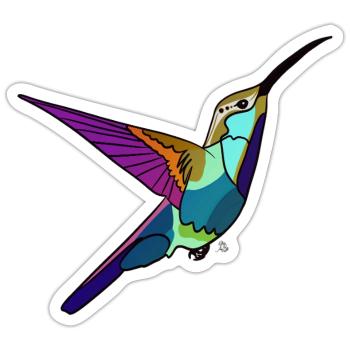 Kolibri farbig - Sticker Größe S (10 x 10 cm) - Mattweiß - Vorne