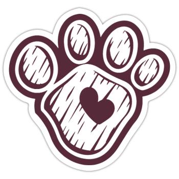 Paw with heart - Sticker size S (10 x 10 cm) - white matte - Front