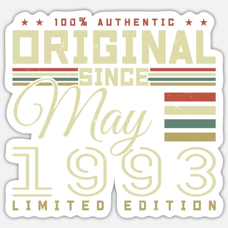 Gift Anniversaire Mai 1993, Gift May 1993 Sticker Größe S (10 x 10 cm)