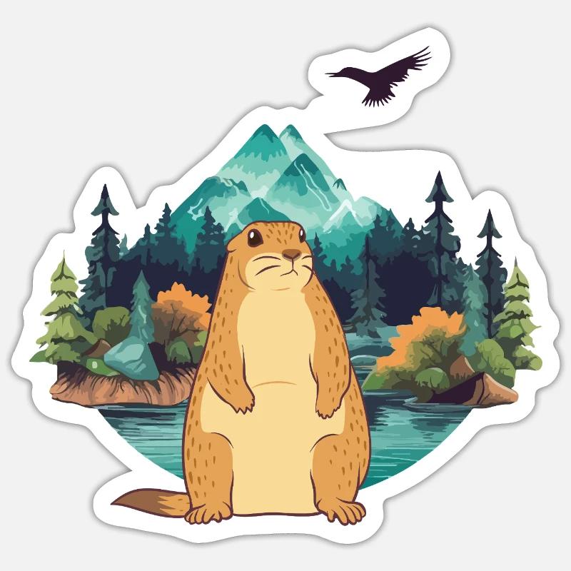 Marmot - Sticker size S (10 x 10 cm) - white matte