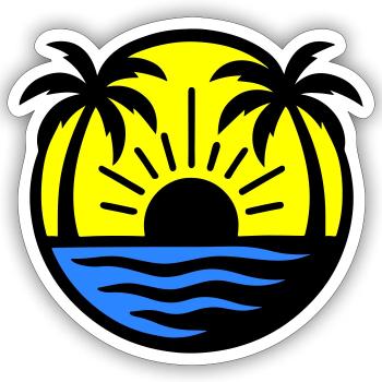 Palmen Strand Sonnenuntergang - Sticker Größe S (10 x 10 cm) - Mattweiß - Vorne