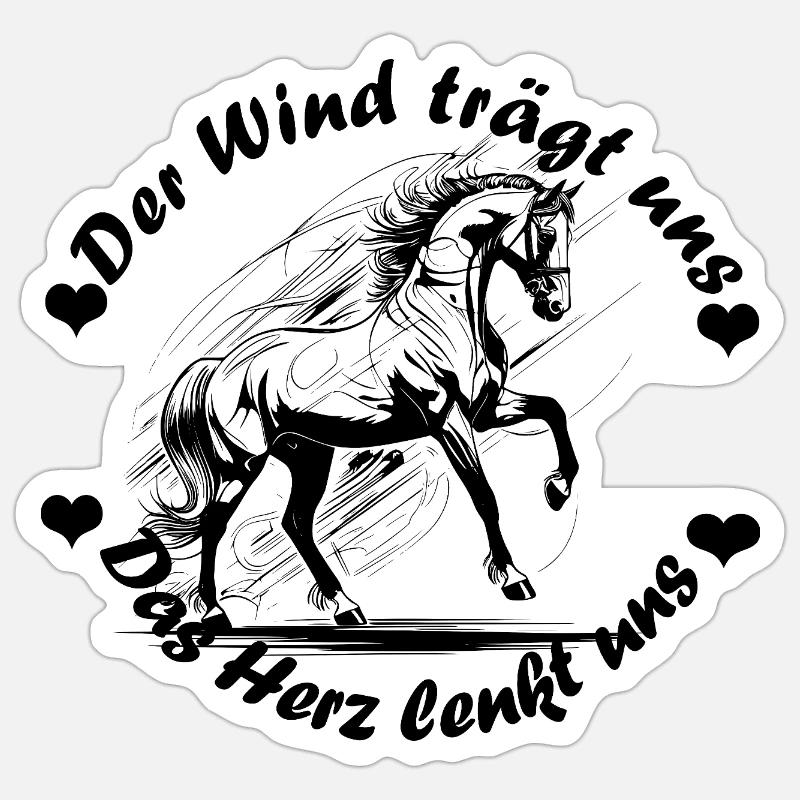 Der Wind trägt uns - Pferde - Sticker Größe S (10 x 10 cm) - Mattweiß