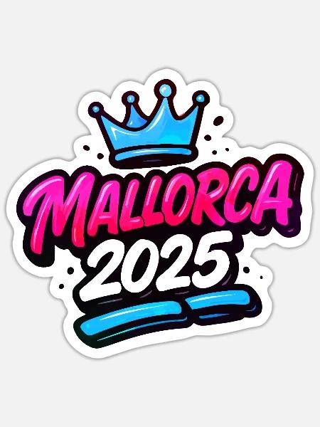 Mallorca 2025 Krone - Sticker Größe S (10 x 10 cm) - Mattweiß
