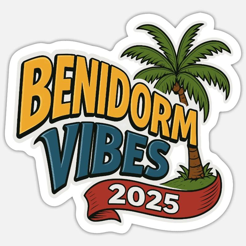 Benidorm Vibes 2025 - Sticker taille S (10 x 10 cm) - blanc mat