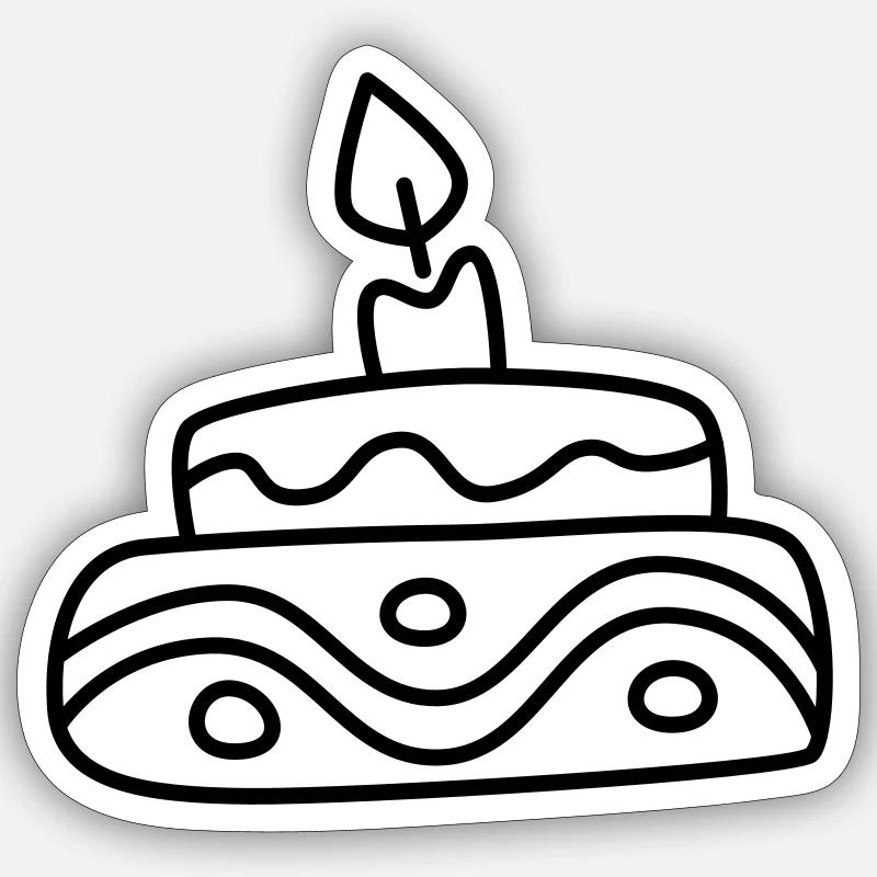 Birthday cake with candle - Sticker size S (10 x 10 cm) - white matte