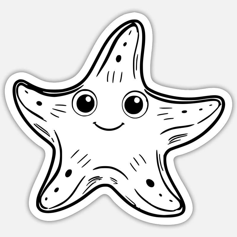 Niedlicher Seestern Vektorgrafik - Sticker Größe S (10 x 10 cm) - Mattweiß