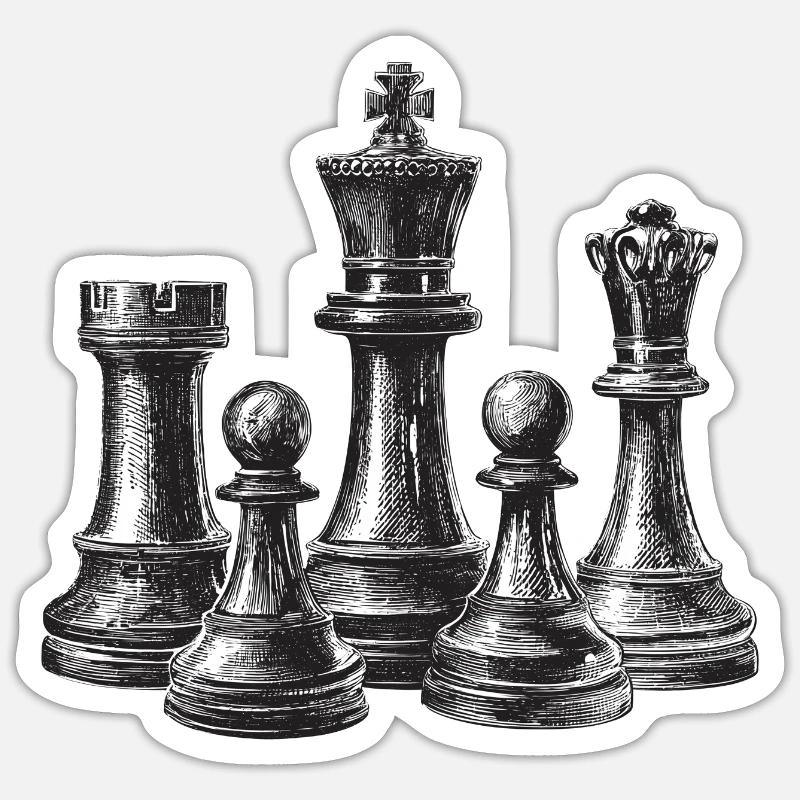 Schach - Sticker Größe S (10 x 10 cm) - Mattweiß