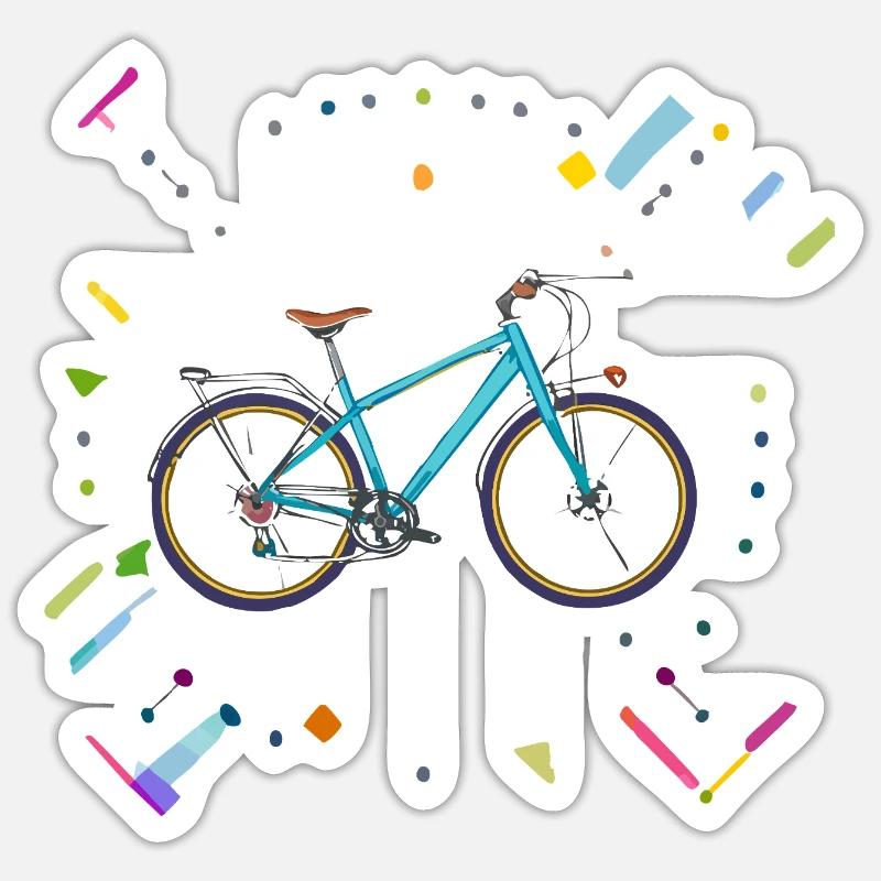 Abstract, Drawing, Bicycle, Colorful - Sticker size S (10 x 10 cm) - white matte