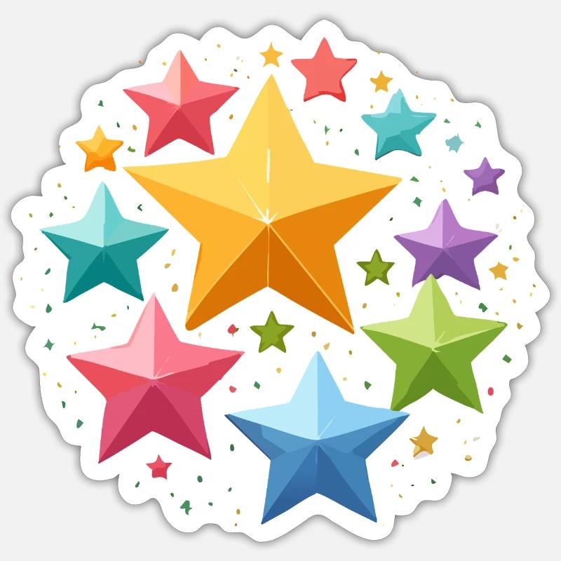 bunte sterne, glitzern,sterne,stern - Sticker Größe S (10 x 10 cm) - Mattweiß