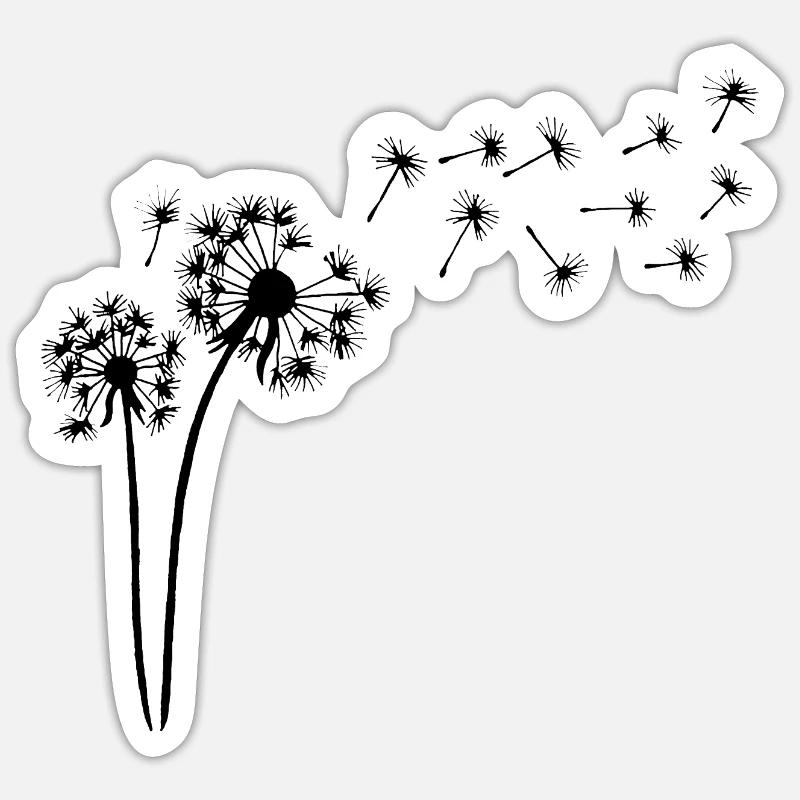 Black dandelion in the wind - Sticker size S (10 x 10 cm) - white matte