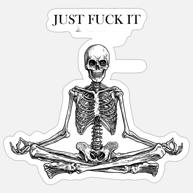 Meditating Skeleton - Sticker Größe S (10 x 10 cm) - Mattweiß