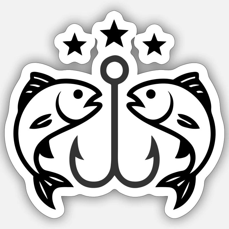 Fish hook fish - Sticker size S (10 x 10 cm) - white matte