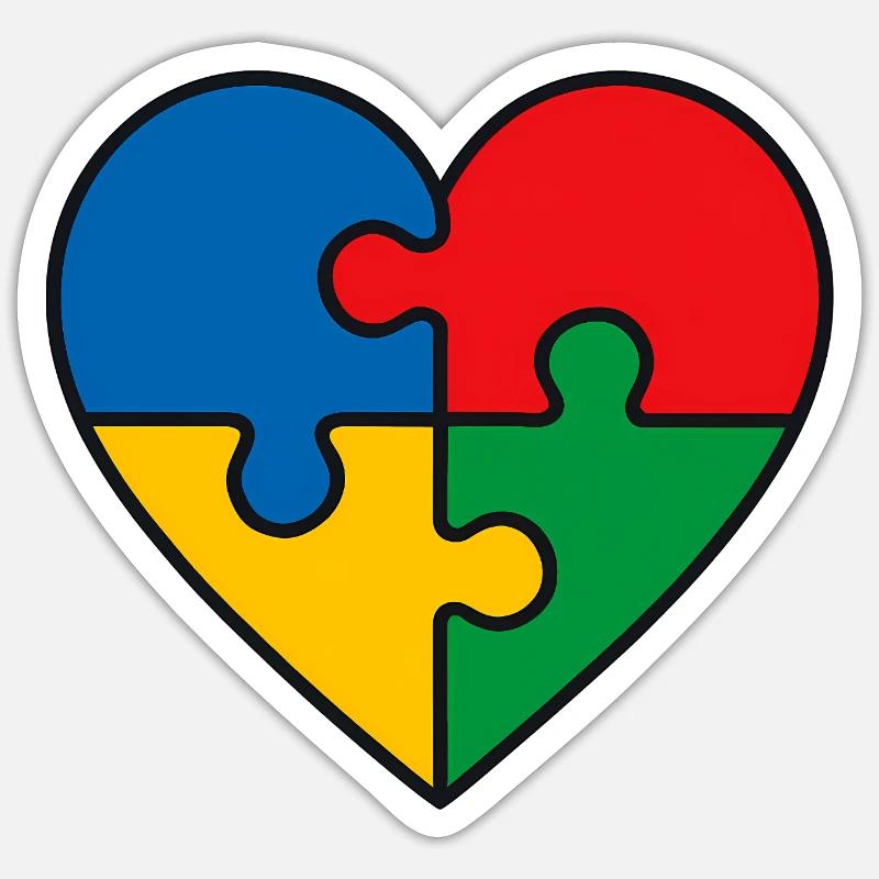 Puzzle Herz - Sticker Größe S (10 x 10 cm) - Mattweiß