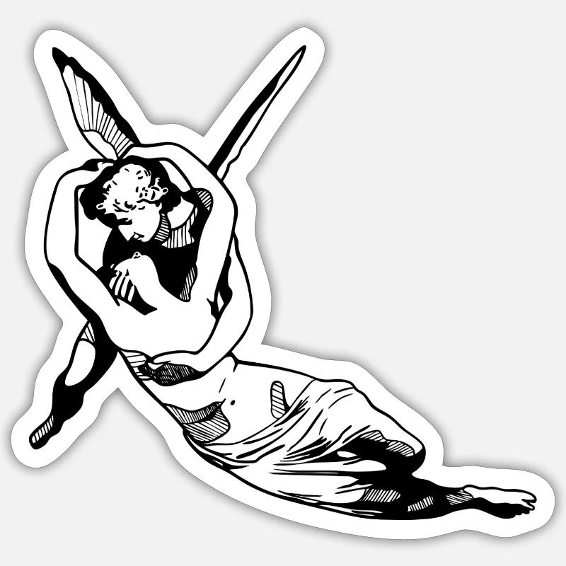 Cupidon et Psyché Sticker taille S (10 x 10 cm)