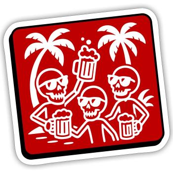 Urlaub Party Skelett Bier Team - Sticker Größe S (10 x 10 cm) - Mattweiß - Vorne
