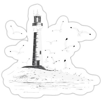 Leuchturm Möwe Hafen Moin Meer See - Sticker Größe S (10 x 10 cm) - Mattweiß - Vorne