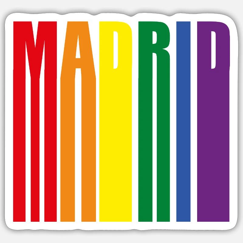 Madrid Spain Rainbow Pride Gift - Sticker size S (10 x 10 cm) - white matte