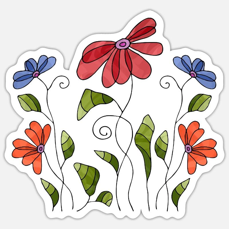 Blumen - Sticker Größe S (10 x 10 cm) - Mattweiß