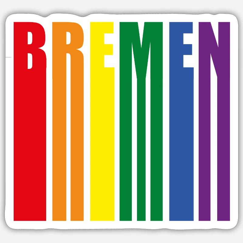 Bremen Regenbogen Pride Geschenk - Sticker Größe S (10 x 10 cm) - Mattweiß