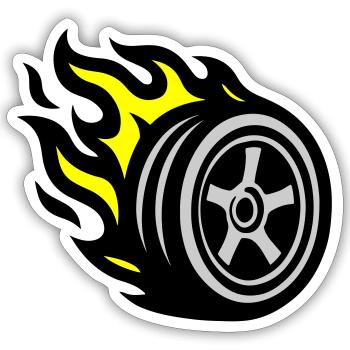 Tire Flame - Sticker size S (10 x 10 cm) - white matte - Front