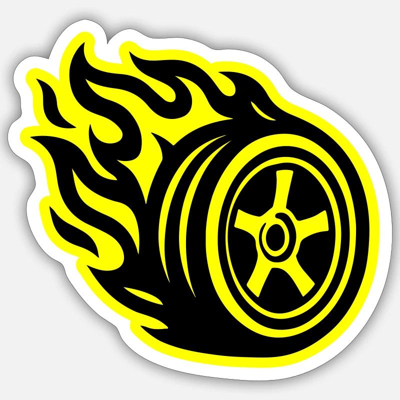 Tire Flame Car - Sticker size S (10 x 10 cm) - white matte