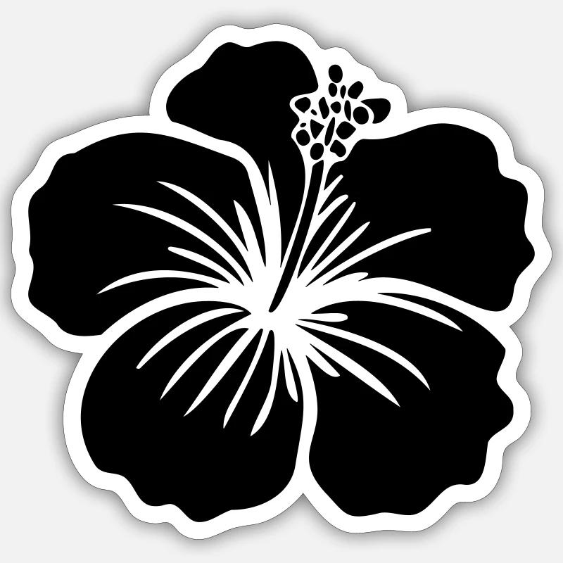 Hibiskus Blume – SVG Schwarz oder Weiß Icon Symbol Sticker Größe S (10 x 10 cm)