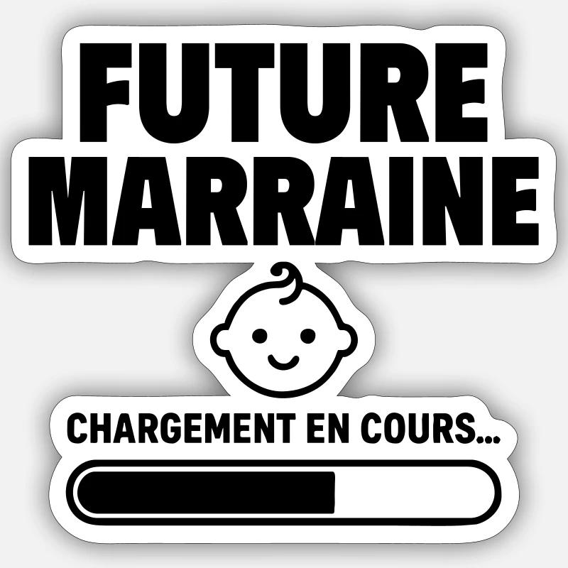 Annonce grossesse Future marraine - Sticker taille S (10 x 10 cm) - blanc mat