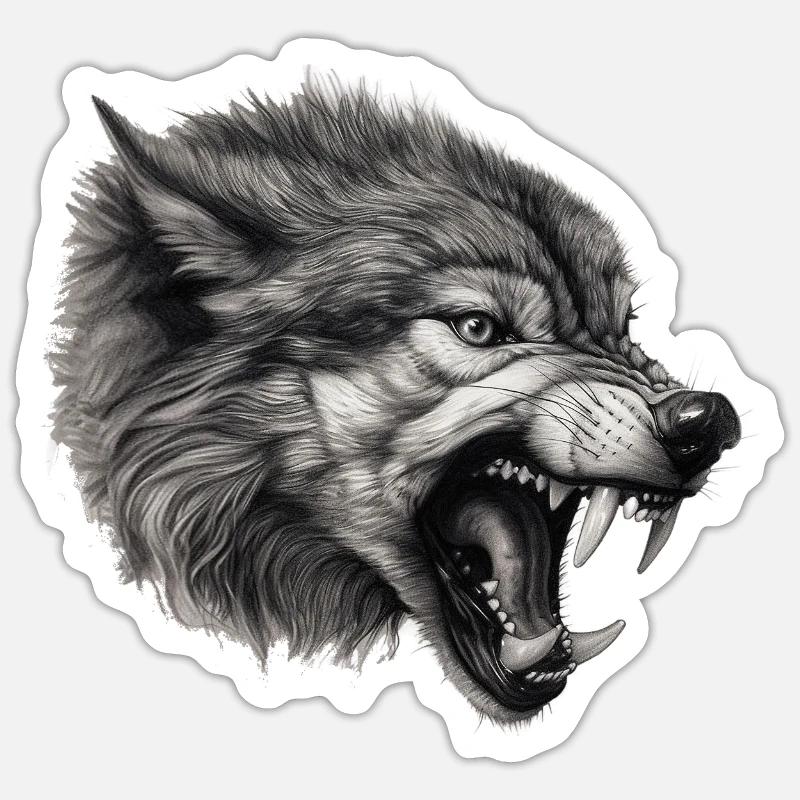 Angry Wolf Sticker Größe S (10 x 10 cm)
